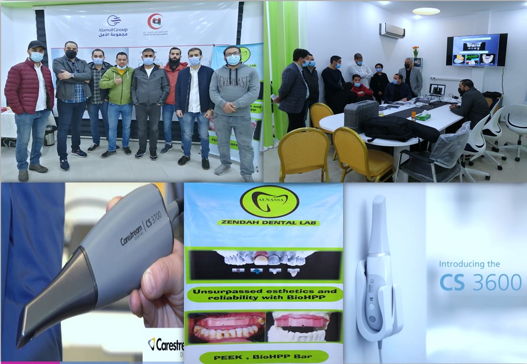 In coordination with the Libyan Dental Association, a workshop sponsored by Al-Amal Group for the Intra Oral Scanner CS3600 & CS3700 (Carestream Dental) with the Zendah laboratory.
